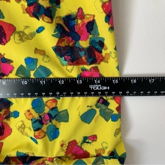 Rachel Rachel Roy Chartreuse Yellow Floral Drop Waist Ruffle Mini Dress Size 10 - Picture 9 of 11